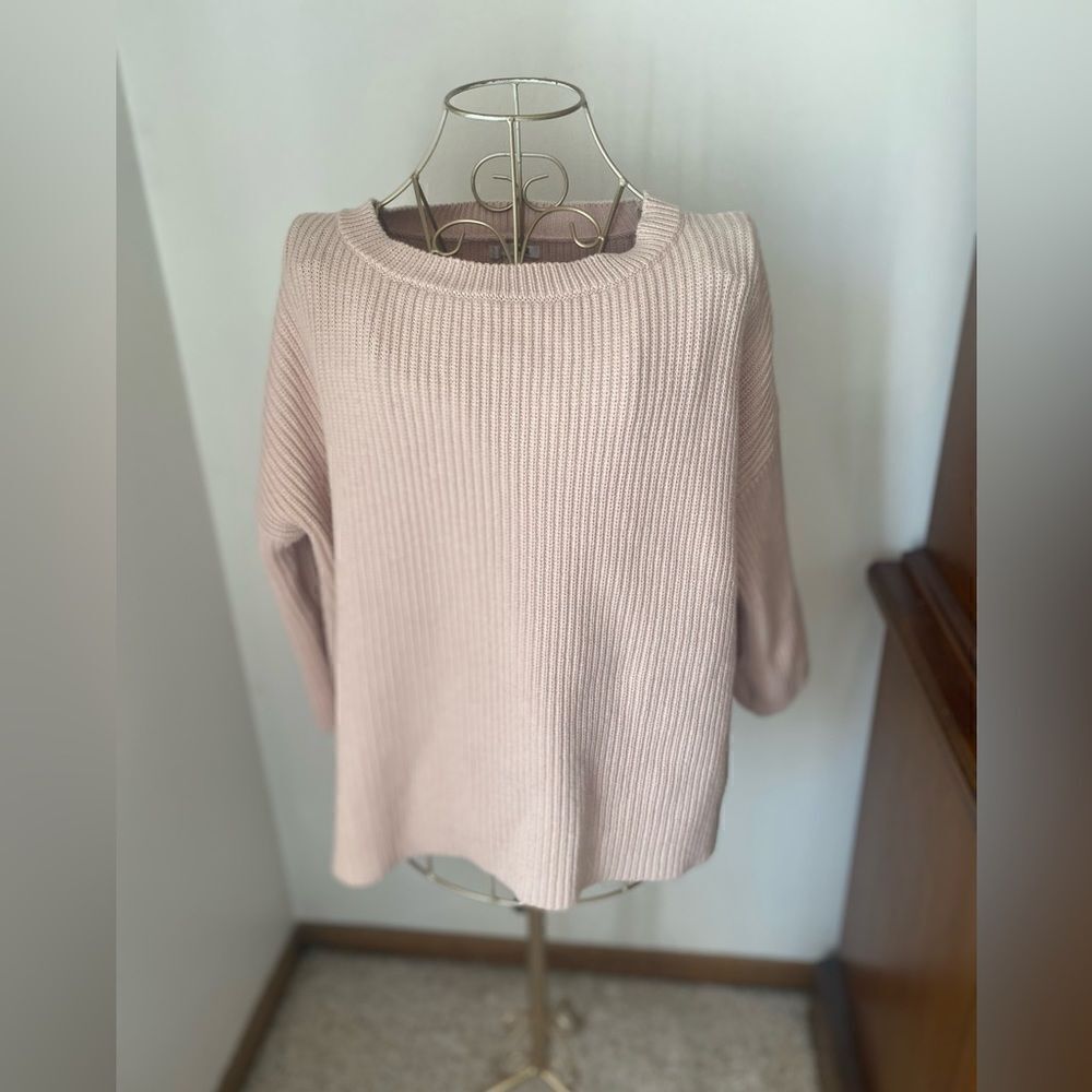 Amuse Society Ribbed Knit Sweater Crew Neck Pink Size M